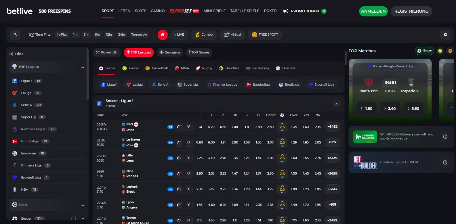 Sportnavigation und Wettmärkte im englischen Sportbereich von Betlive